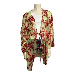 Urban Outfitters Kimono Wrap Cover Up Sheer Cardigan Festival Top Boho Burnout